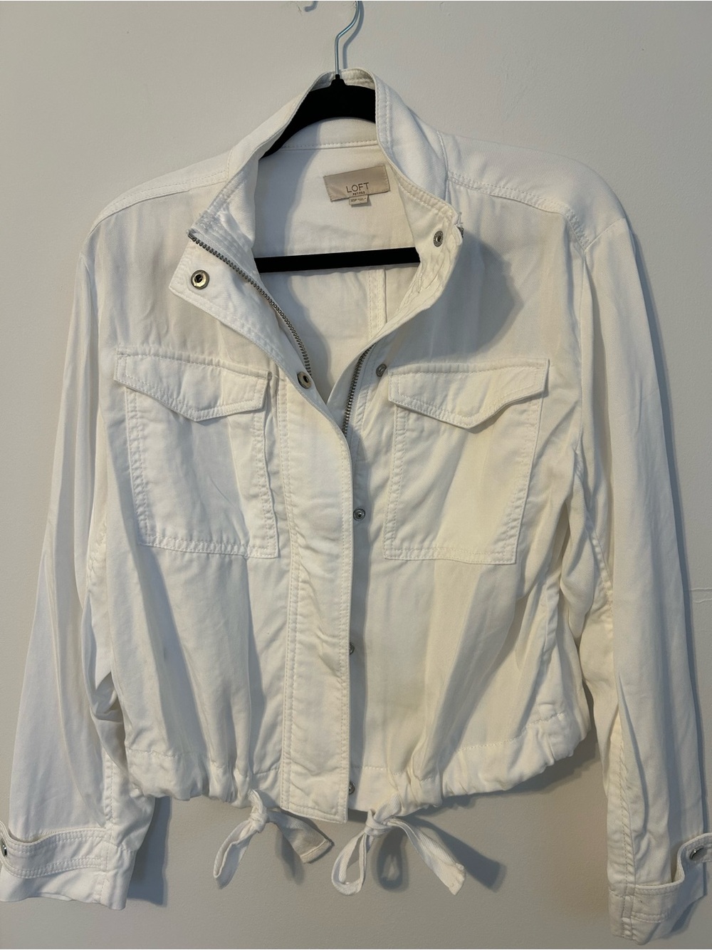 LOFT White Utility Jacket with Drawstring Hem